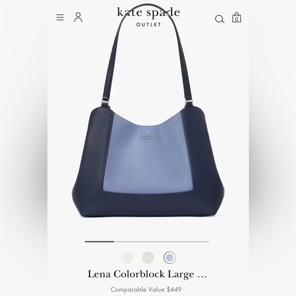 NWT KATE SPADE LENA BLUE COLORBLOCK LARGE SATCHEL